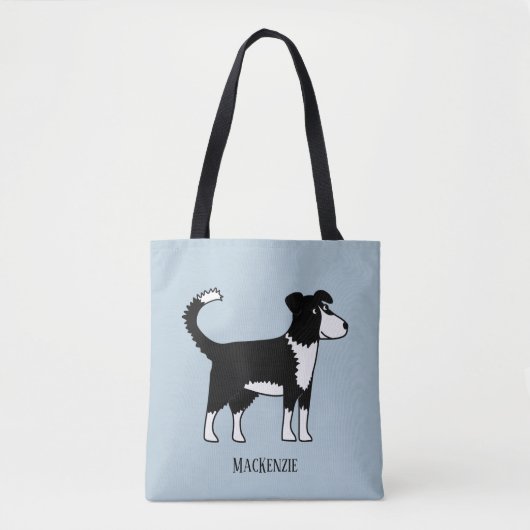 Cute Welsh Border Collie Sheepdog Custom Name Tote Bag (Voorkant)