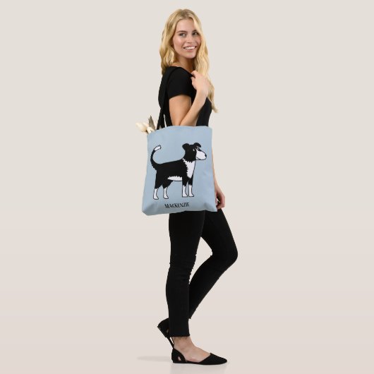 Cute Welsh Border Collie Sheepdog Custom Name Tote Bag (Op model)