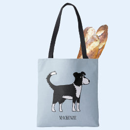 Cute Welsh Border Collie Sheepdog Custom Name Tote Bag
