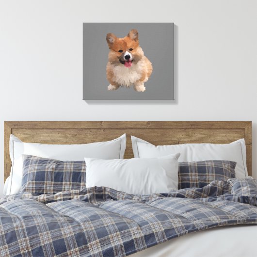 Cute Welsh Corgi Canvas Wall Art (Insitu (Slaapkamer))