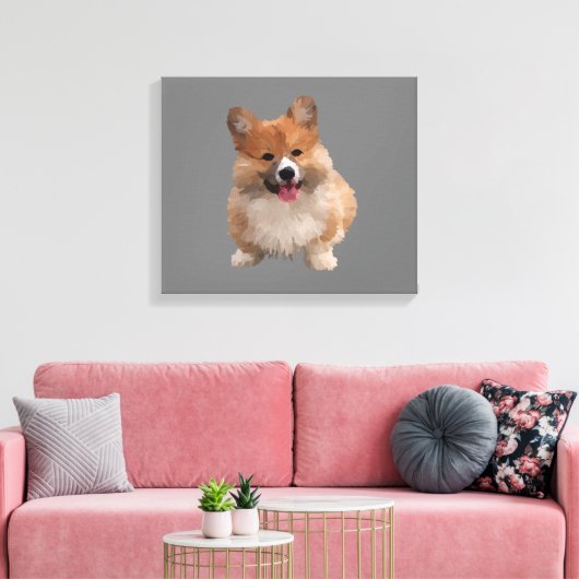 Cute Welsh Corgi Canvas Wall Art (Insitu (Woonkamer))