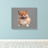Cute Welsh Corgi Canvas Wall Art Afdruk (Insitu (Houten vloer))