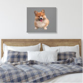 Cute Welsh Corgi Canvas Wall Art Afdruk (Insitu (Slaapkamer))