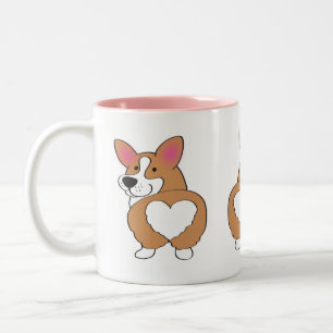 Cute Welsh Corgi Heart Butt Tweekleurige Koffiemok