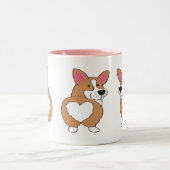 Cute Welsh Corgi Heart Butt Tweekleurige Koffiemok (Center)