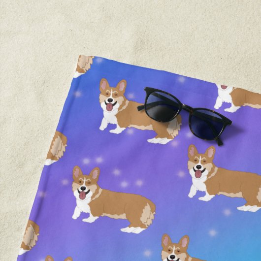 Cute Welsh Corgi Strandlaken (In situ)