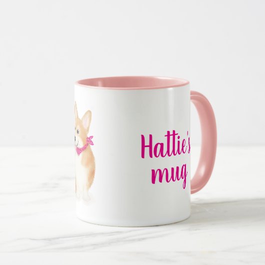 Cute Welsh corgis draagt roze bandanas mok (Voorkant rechts)