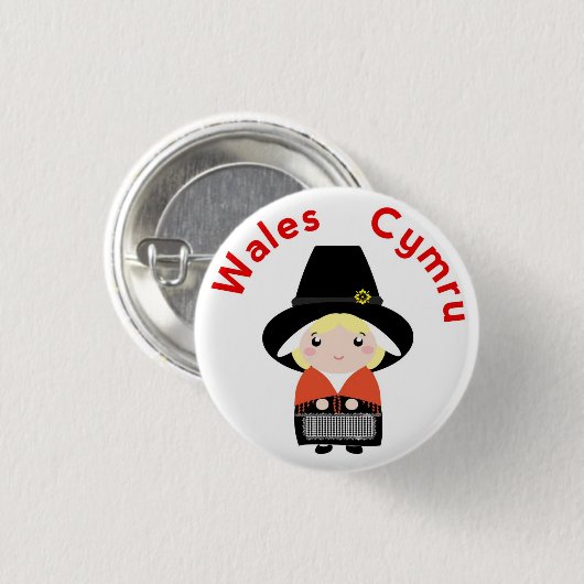 Cute Welsh Costume Pin Button Badge (Voorkant /achterkant)