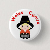 Cute Welsh Costume Pin Button Badge (Voorkant)
