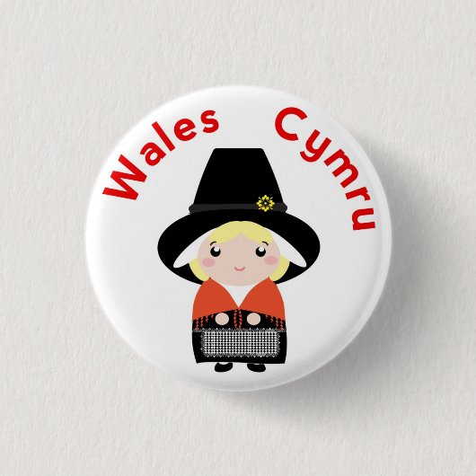 Cute Welsh Costume Pin Button Badge (Voorkant)