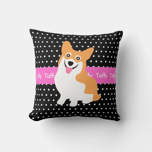 Cute Welsh Pembroke Corgi Your Dog's Name Kussen (Voorkant)