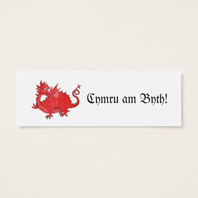 Cute Welsh Red Dragon Bladwijzer Mini Visitekaartjes (Achterkant)
