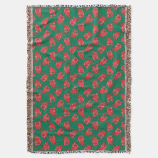 Cute Welsh Red Dragons op Green Background Pattern Deken (Voorkant Verticaal)