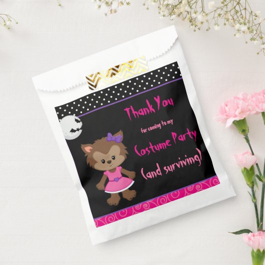 Cute Werewolf Girl Halloween Party Bedankzakje (Gezegeld)