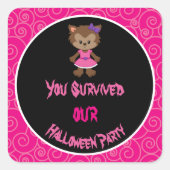 Cute Werewolf Girl Halloween Party Vierkante Sticker (Voorkant)