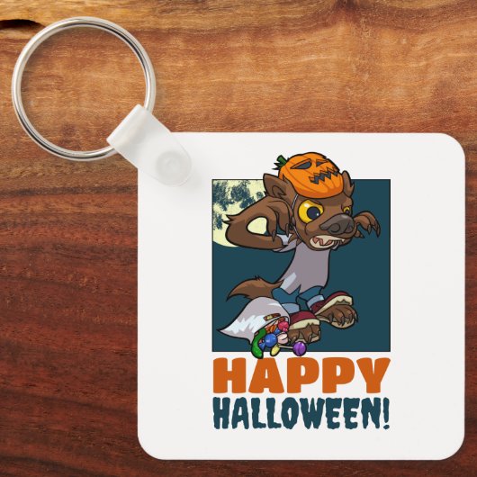Cute Werewolf Happy Halloween! Trick Or Treat Art Sleutelhanger (Voorkant)