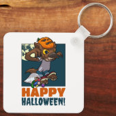Cute Werewolf Happy Halloween! Trick Or Treat Art Sleutelhanger (Achterkant)