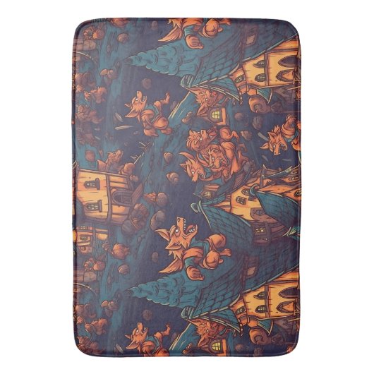 Cute Werewolves die rond een dorp lopen Badmat (Voorkant Verticaal)