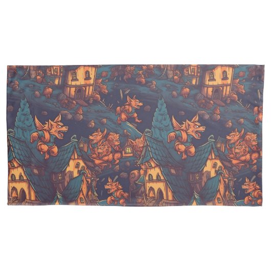 Cute Werewolves die rond een dorp lopen Kussensloop (Voorkant-Links)