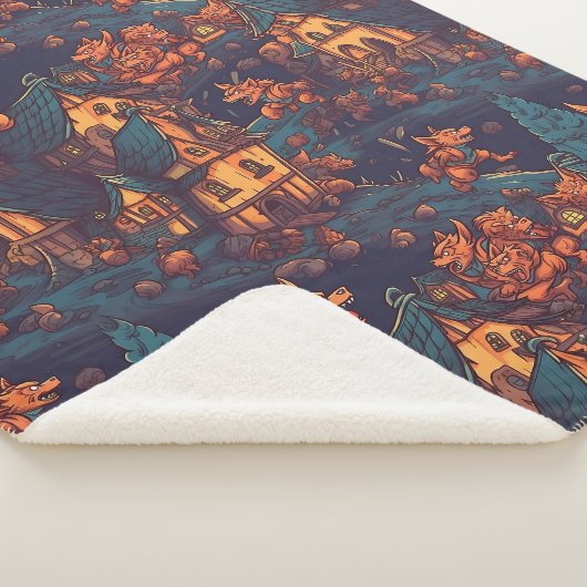 Cute Werewolves die rond een dorp lopen Sherpa Deken (3/4)