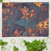 Cute Werewolves die rond een dorp lopen Theedoek (Gevouwen)