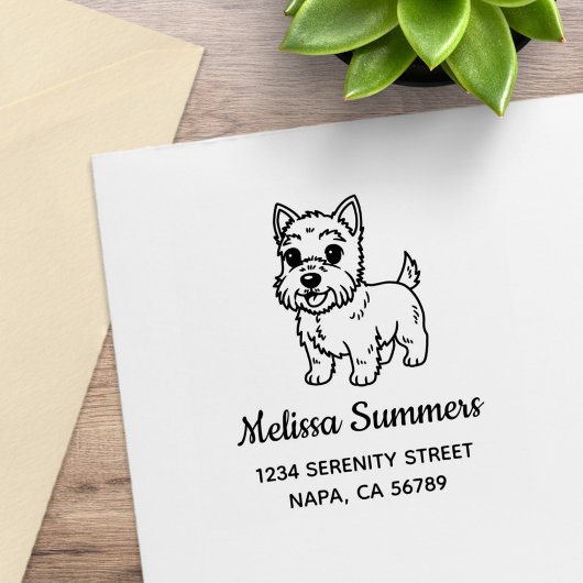 Cute West Highland Terrier Dog Address Rubberstempel