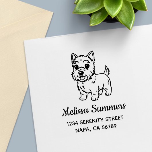 Cute West Highland Terrier Dog Address Zelfinktende Stempel