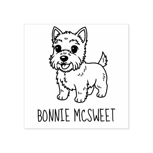 Cute West Highland Terrier Dog Custom Name Rubberstempel (Afrduk)