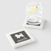Cute West Highland Terrier - I Love Westies Stenen Onderzetter (Zijkant)