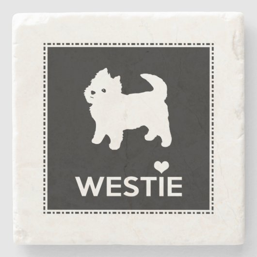 Cute West Highland Terrier - I Love Westies Stenen Onderzetter (Voorkant)