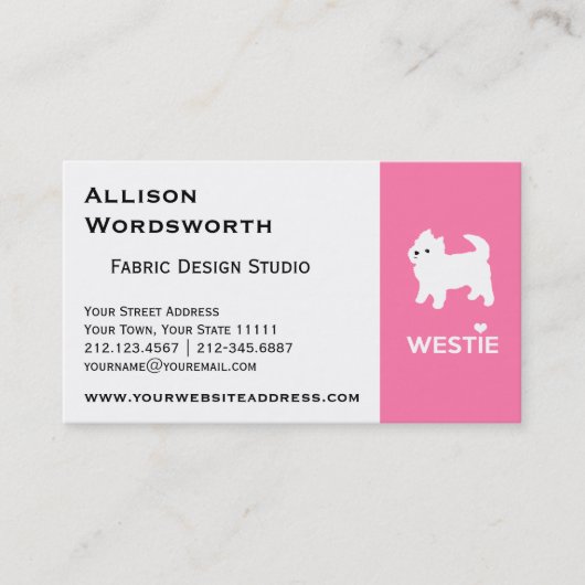 Cute West Highland Terrier - I Love Westies Visitekaartje (Voorkant)