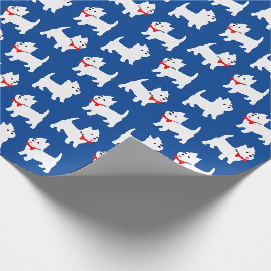 Cute West Highland Terrier Westie Pattern Cadeaupapier (Hoek)
