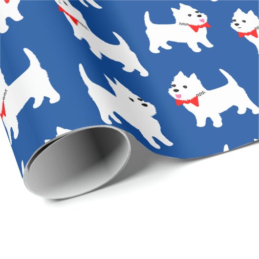 Cute West Highland Terrier Westie Pattern Cadeaupapier (Rol Hoek)