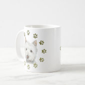 Cute West Highland White Terrier Dog and Paws Koffiemok (Voorkant links)
