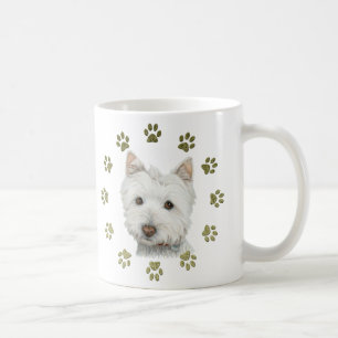 Cute West Highland White Terrier Dog and Paws Koffiemok