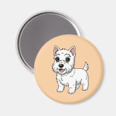 Cute West Highland White Terrier Dog Beige Magneet (Voorkant / Achterkant)