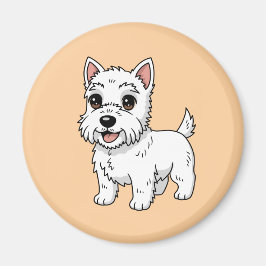 Cute West Highland White Terrier Dog Beige Magneet