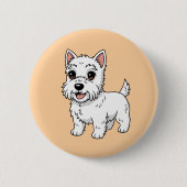 Cute West Highland White Terrier Dog Beige Ronde Button 5,7 Cm (Voorkant)