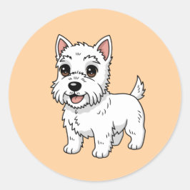 Cute West Highland White Terrier Dog Beige Ronde Sticker