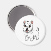 Cute West Highland White Terrier Dog Magneet (Voorkant / Achterkant)