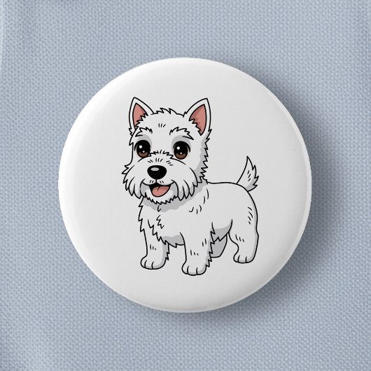 Cute West Highland White Terrier Dog Ronde Button 5,7 Cm