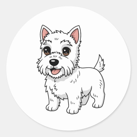 Cute West Highland White Terrier Dog Ronde Sticker (Voorkant)