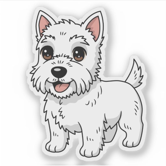 Cute West Highland White Terrier Dog Sticker (Voorkant)
