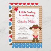 Cute Western Cowboy Baby shower Invitation Kaart (Voorkant / Achterkant)