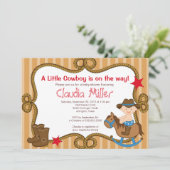 Cute Western Cowboy Baby shower Invitation Kaart (Staand voorkant)