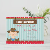 Cute Western Cowboy Baby shower Invitation Kaart (Staand voorkant)