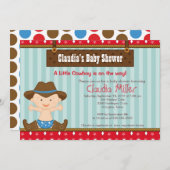 Cute Western Cowboy Baby shower Invitation Kaart (Voorkant / Achterkant)