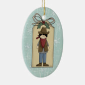 Cute Western Cowboy Gift Label Keepslag Keramisch Ornament (Rechts)