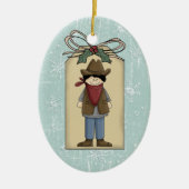 Cute Western Cowboy Gift Label Keepslag Keramisch Ornament (Voorkant)
