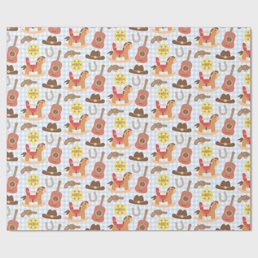 Cute Western Cowboy Pattern Baby shower Cadeaupapier (Vlak)